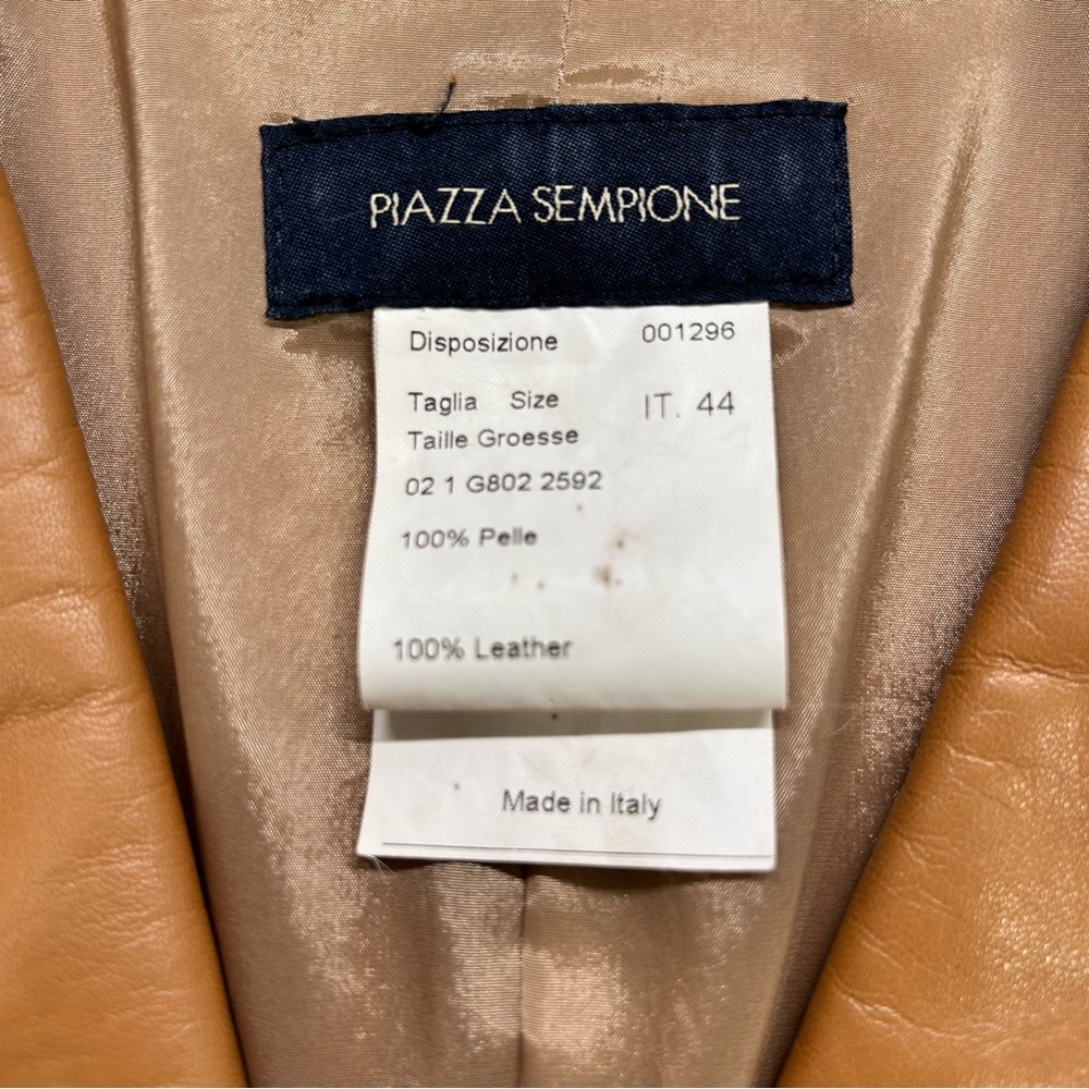 Piazza Sempione Womens S Italian 44 Soft Leather Jacket Tan Brown Made in Italy - Picture 8 of 8